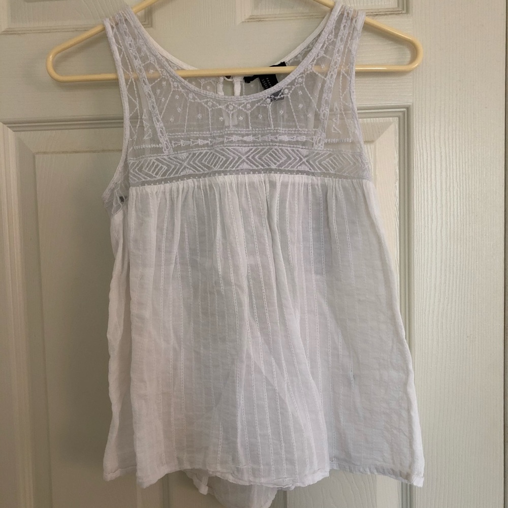 White open back tank top